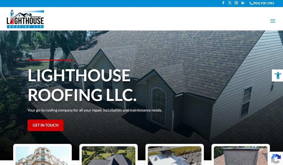 Lighthouse Roofing website homepage preview